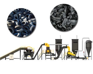 Производственная линия по измельчению шин с дво...